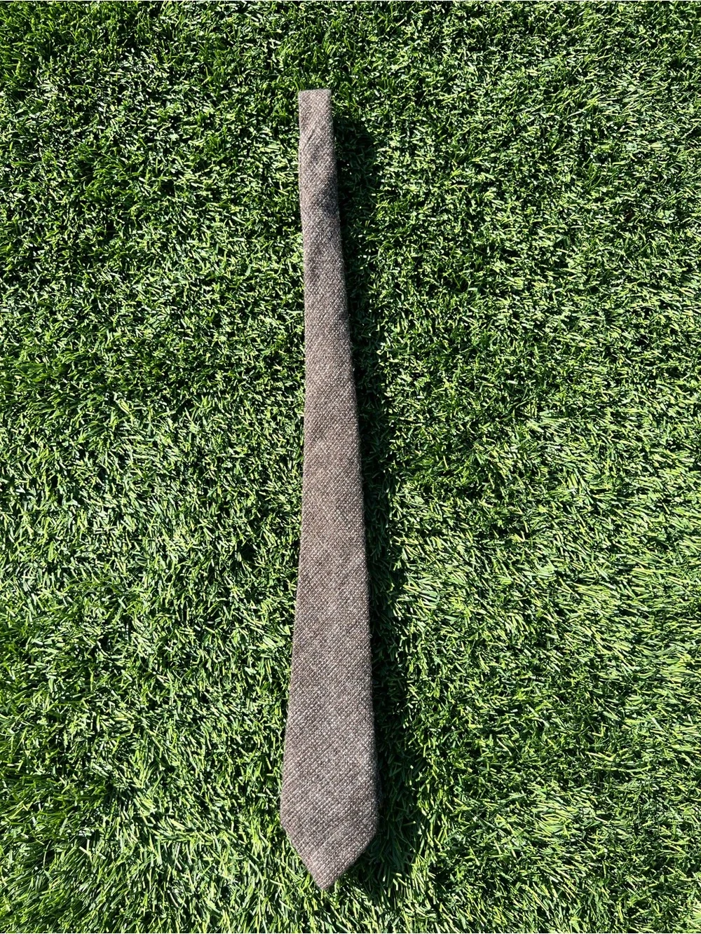 Textured Brown Herringbone Wool Tie - Men's Accessory